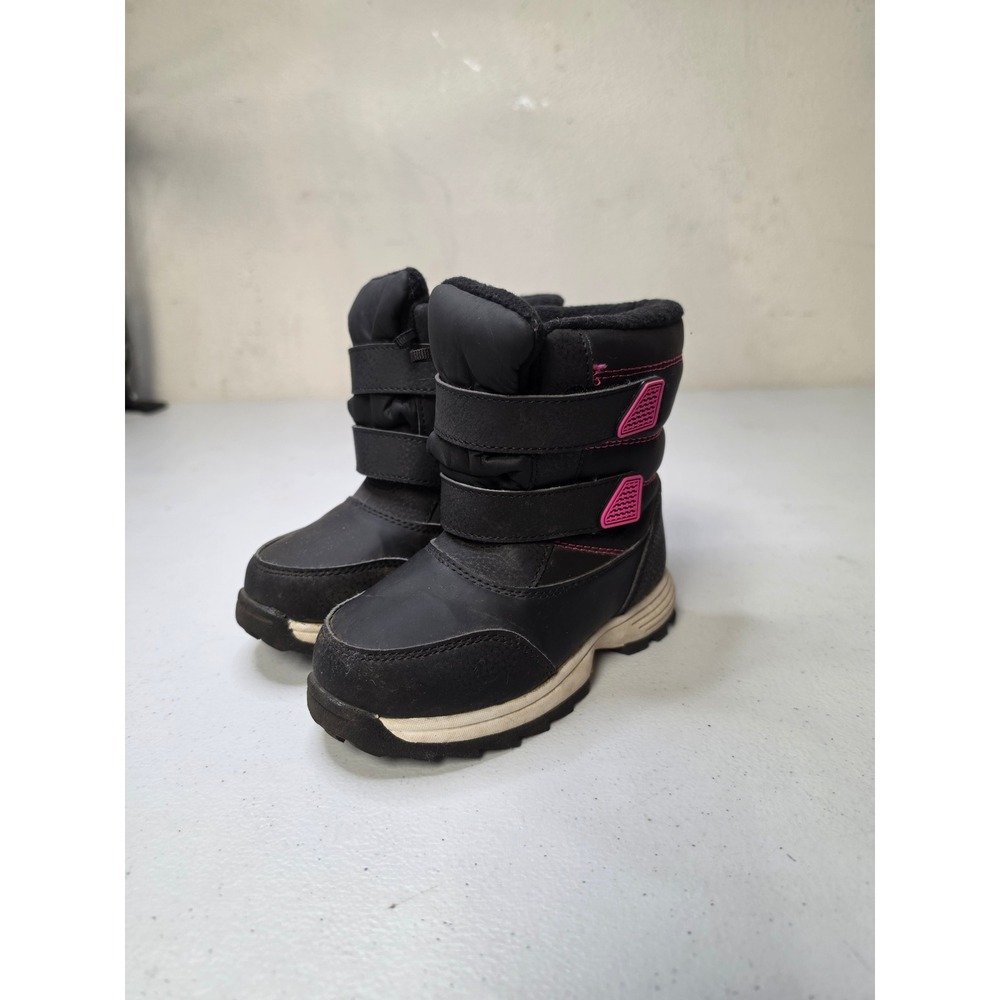 Wonder Nation Kids Black Pink Snow Boots Hook Loop Size 9